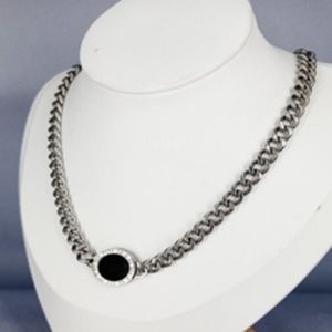 Roman numeral titanium steel chunky statement necklace